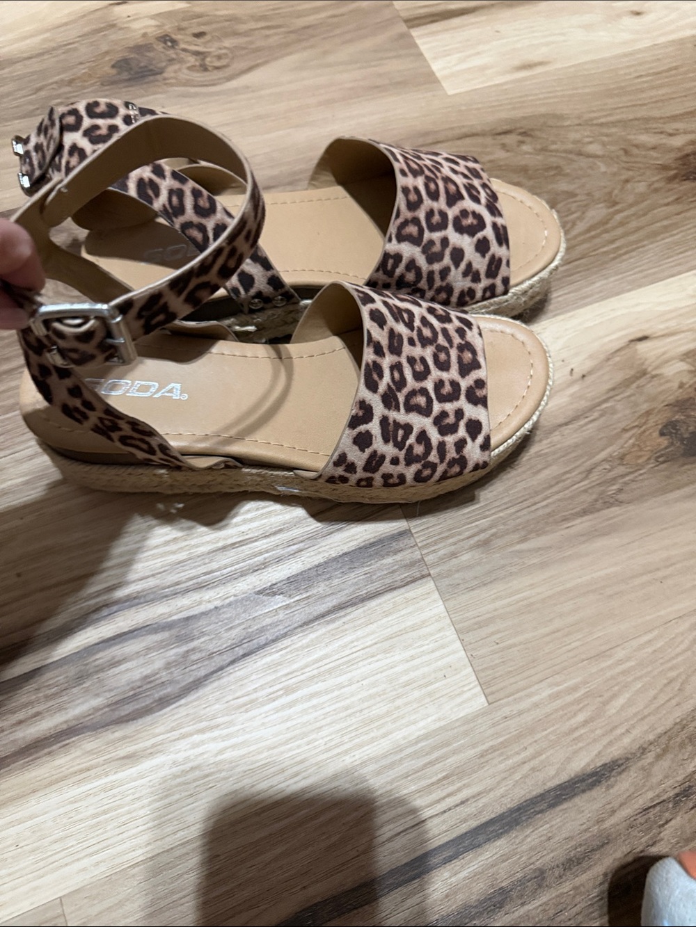 Soda Leopard Print Ankle-Strap Sandal - Tan/Brown - Picture 2 of 5